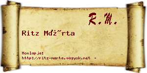 Ritz Márta névjegykártya